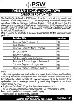 Jobs in Pakistan Single Window Islamabad